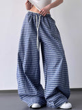 Drawstring Plaid Wide Leg Pants - Trendsi - Flyclothing LLC