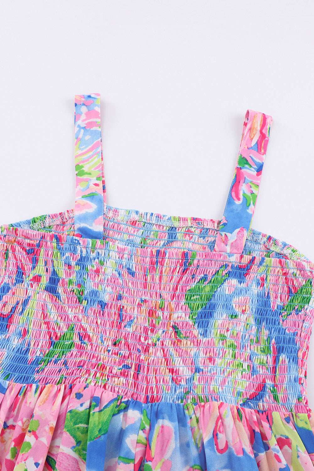 Floral Smocked Square Neck Jumpsuit with Pockets - Trendsi - Flyclothing LLC