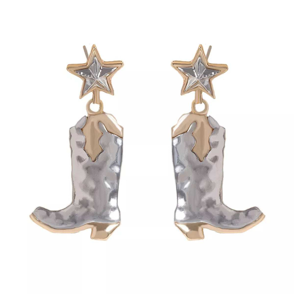 Western Cowboy Boot Star Dangle Earrings - Trendsi - Flyclothing LLC
