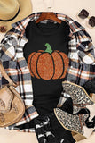 Glitter Pumpkin Round Neck Short Sleeve T-Shirt - Trendsi - Flyclothing LLC