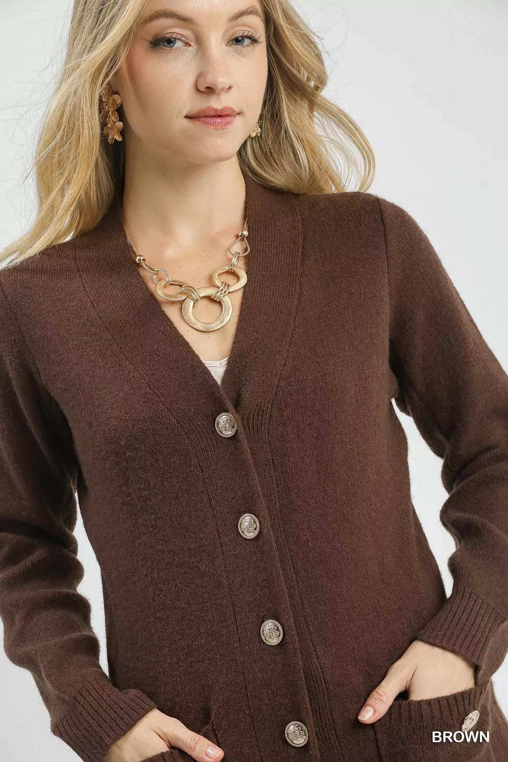 Umgee Button-Down Longline Sweater Cardigan with Front Pockets - Trendsi - Flyclothing LLC