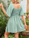 Smocked Back Knotted Flutter Sleeve Dress - Trendsi - Flyclothing LLC