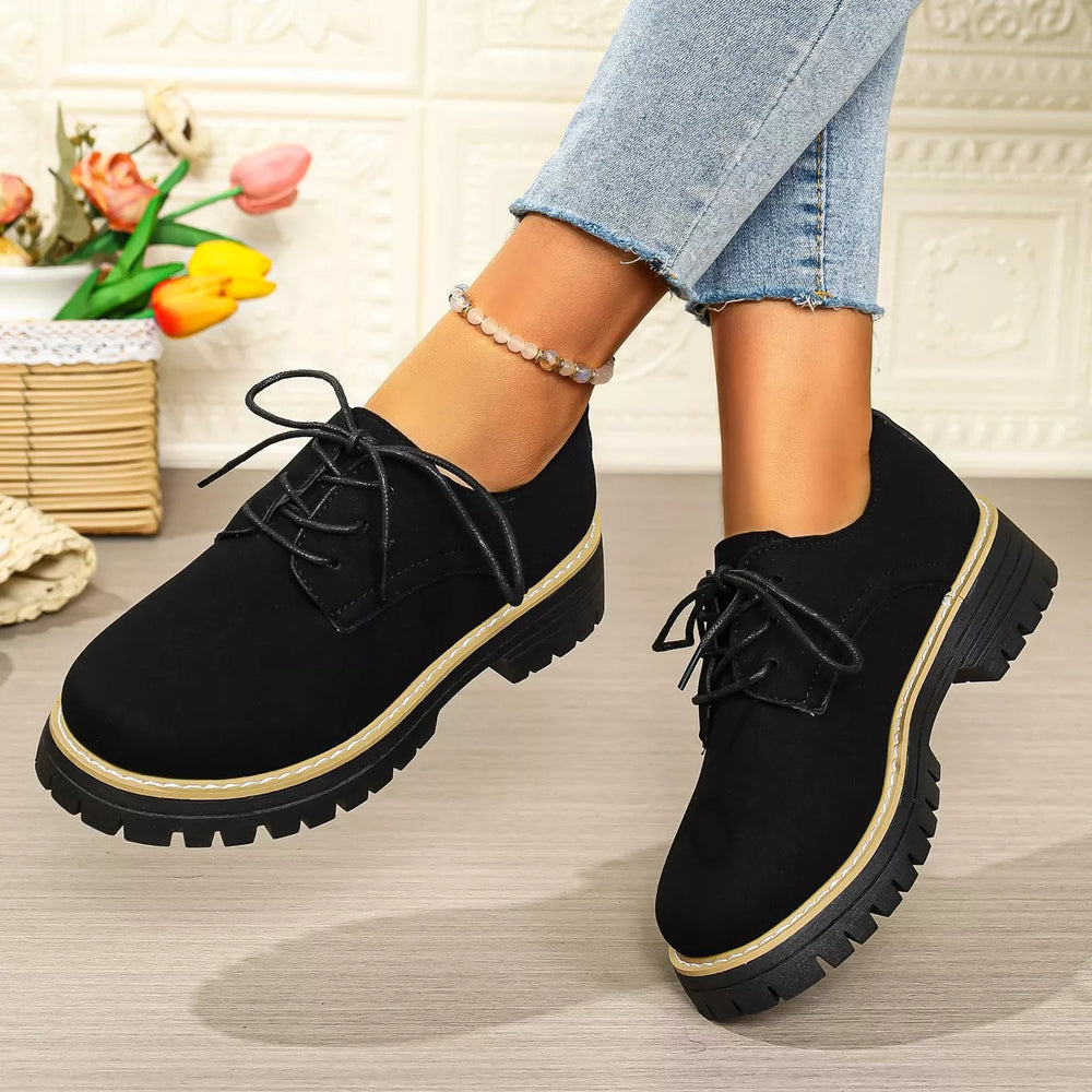 Lace-Up Platform Loafers - Trendsi - Flyclothing LLC