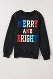 Full Size MERRY AND BRIGHT Cable Knit Pullover Sweatshirt - Trendsi - Flyclothing LLC