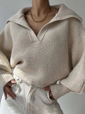 Johnny Collar Long Sleeve Sweater - Trendsi - Flyclothing LLC