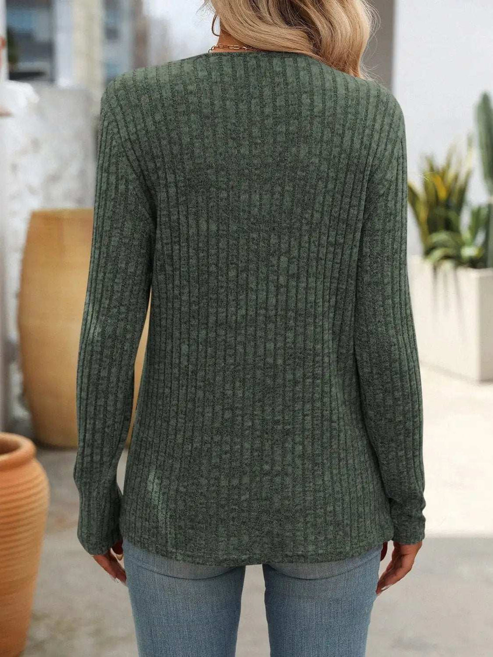 Square Neck Long Sleeve T-Shirt - Trendsi - Flyclothing LLC