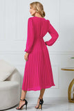 V-Neck Long Sleeve Tie Waist Midi Dress - Trendsi - Flyclothing LLC