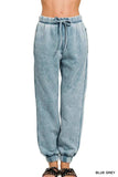 Zenana Acid Wash Fleece Sweatpants with Pockets - Trendsi - Flyclothing LLC