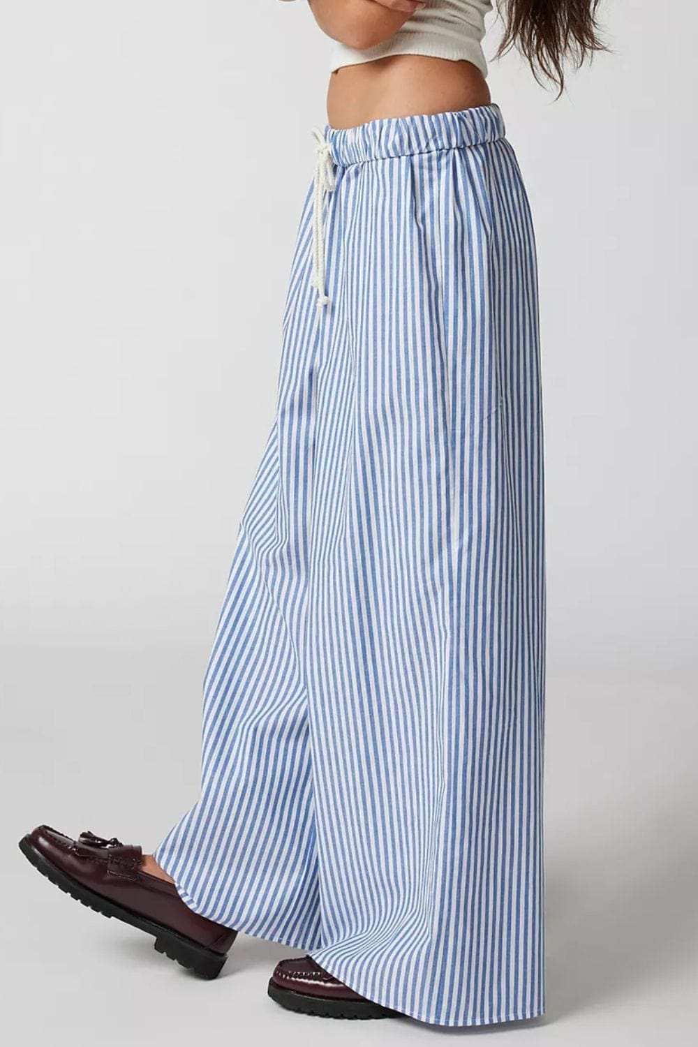 Drawstring Striped Wide Leg Pants - Trendsi - Flyclothing LLC