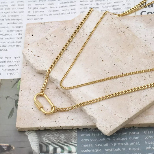 18K Gold-Plated Double Layered Necklace - Trendsi - Flyclothing LLC