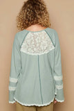 POL Round Neck Long Sleeve Lace Trim Thermal Top - Trendsi - Flyclothing LLC