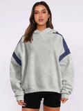 Contrast Dropped Shoulder Long Sleeve Hoodie - Trendsi - Flyclothing LLC
