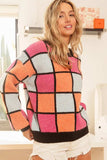 BiBi Multi Color Checker Pattern Sweater - Trendsi - Flyclothing LLC