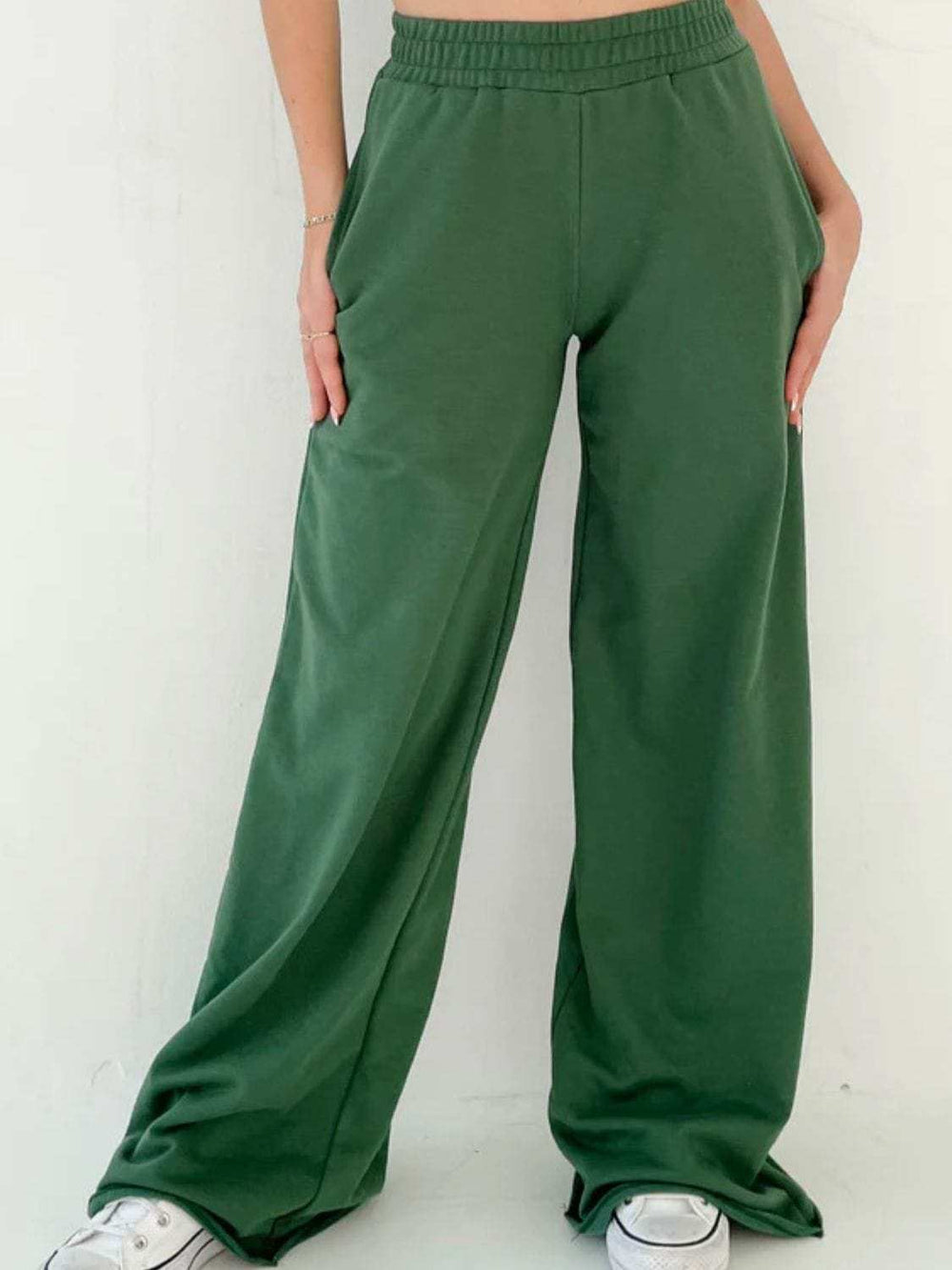 Elastic Waist Wide Leg Pants - Trendsi - Flyclothing LLC