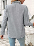 Lace Detail Ruffled Round Neck Long Sleeve Shirt - Trendsi - Flyclothing LLC