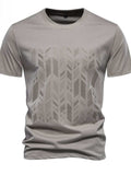 Men's Round Neck Geometric Embroidered T-Shirt - Trendsi - Flyclothing LLC