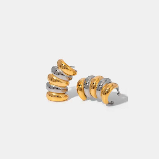 Stainless Steel Contrast Stud Earrings - Trendsi - Flyclothing LLC