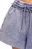 Zenana Acid Wash Fleece Drawstring Shorts With Pockets - Trendsi - Flyclothing LLC