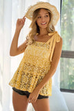 BiBi Floral Lace Tiered Top with Shoulder Ribbon Tied - Trendsi - Flyclothing LLC