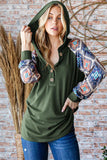 Heimish Full Size Half Button Printed Long Sleeve Hooded Top - Trendsi - Flyclothing LLC