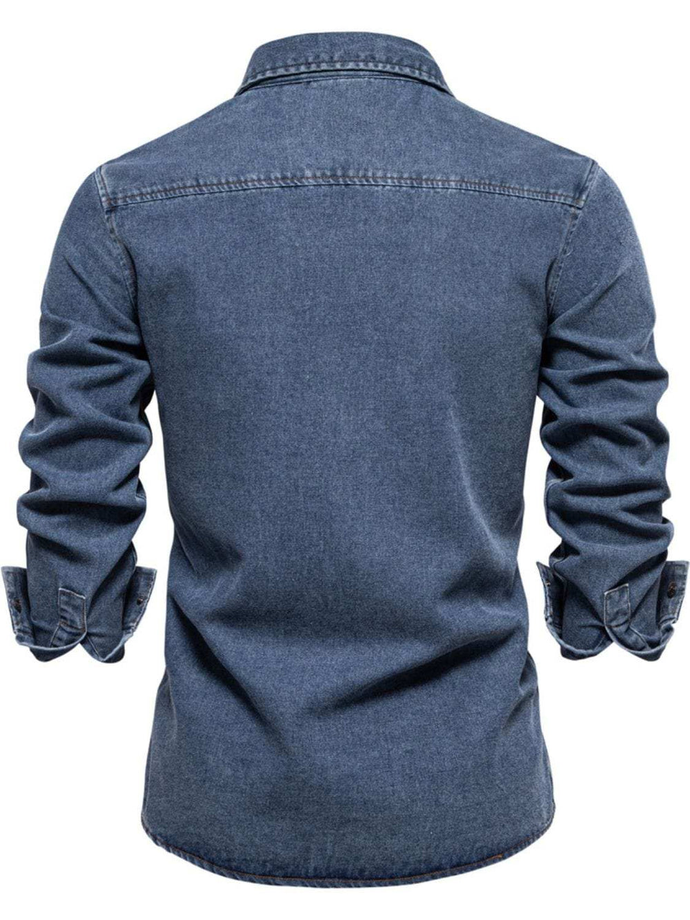 Men's Snap Down Long Sleeve Denim Shirt - Trendsi - Flyclothing LLC