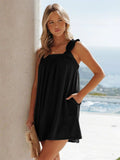 Full Size Frill Pocketed Square Neck Wide Strap Dress - Trendsi - Flyclothing LLC