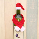 2 Piece Christmas Wine Bottle Santa Hat & Scarf Decorative Covers - Trendsi - Flyclothing LLC