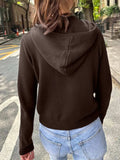 Drawstring Zip Up Long Sleeve Cardigan - Trendsi - Flyclothing LLC