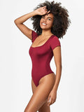 Full Size Square Neck Short Sleeve Bodysuit - Trendsi - Flyclothing LLC