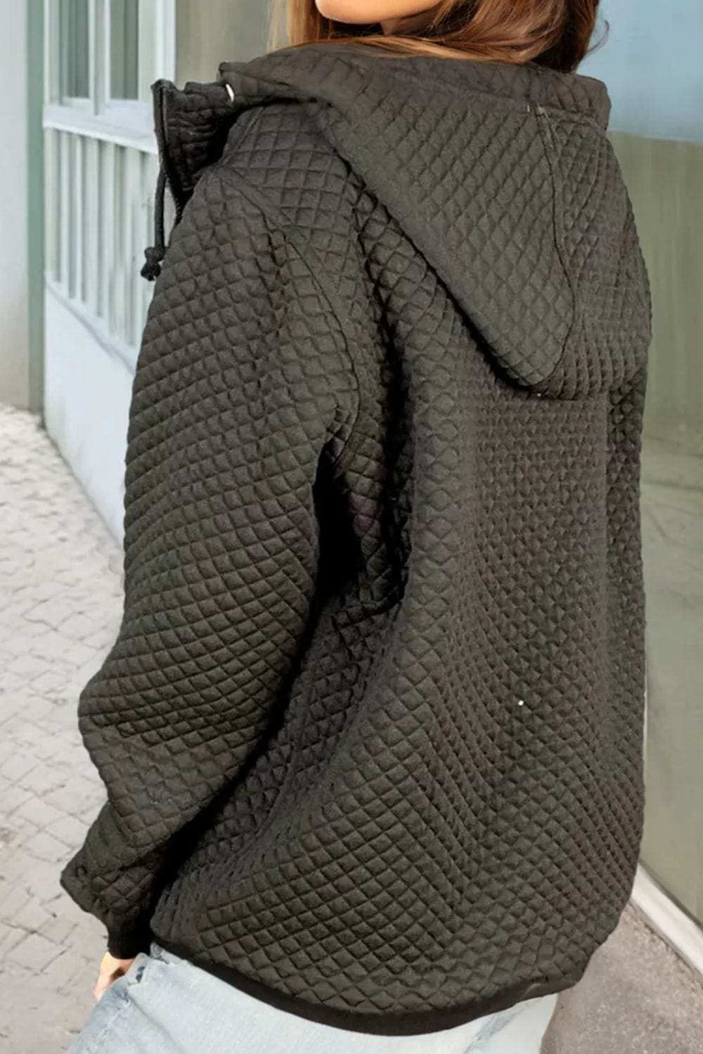 Drawstring Zip Up Long Sleeve Hooded Jacket - Trendsi - Flyclothing LLC