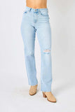 Judy Blue Full Size High Waist Distressed Straight Jeans - Trendsi - Flyclothing LLC