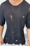 Men's Distressed Round Neck Knit Top - Trendsi - Flyclothing LLC