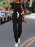 Ruffle Sleeve Drawstring Waist Casual Jumpsuit - Trendsi - Flyclothing LLC