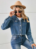 Button Up Long Sleeve Denim Jacket - Trendsi - Flyclothing LLC