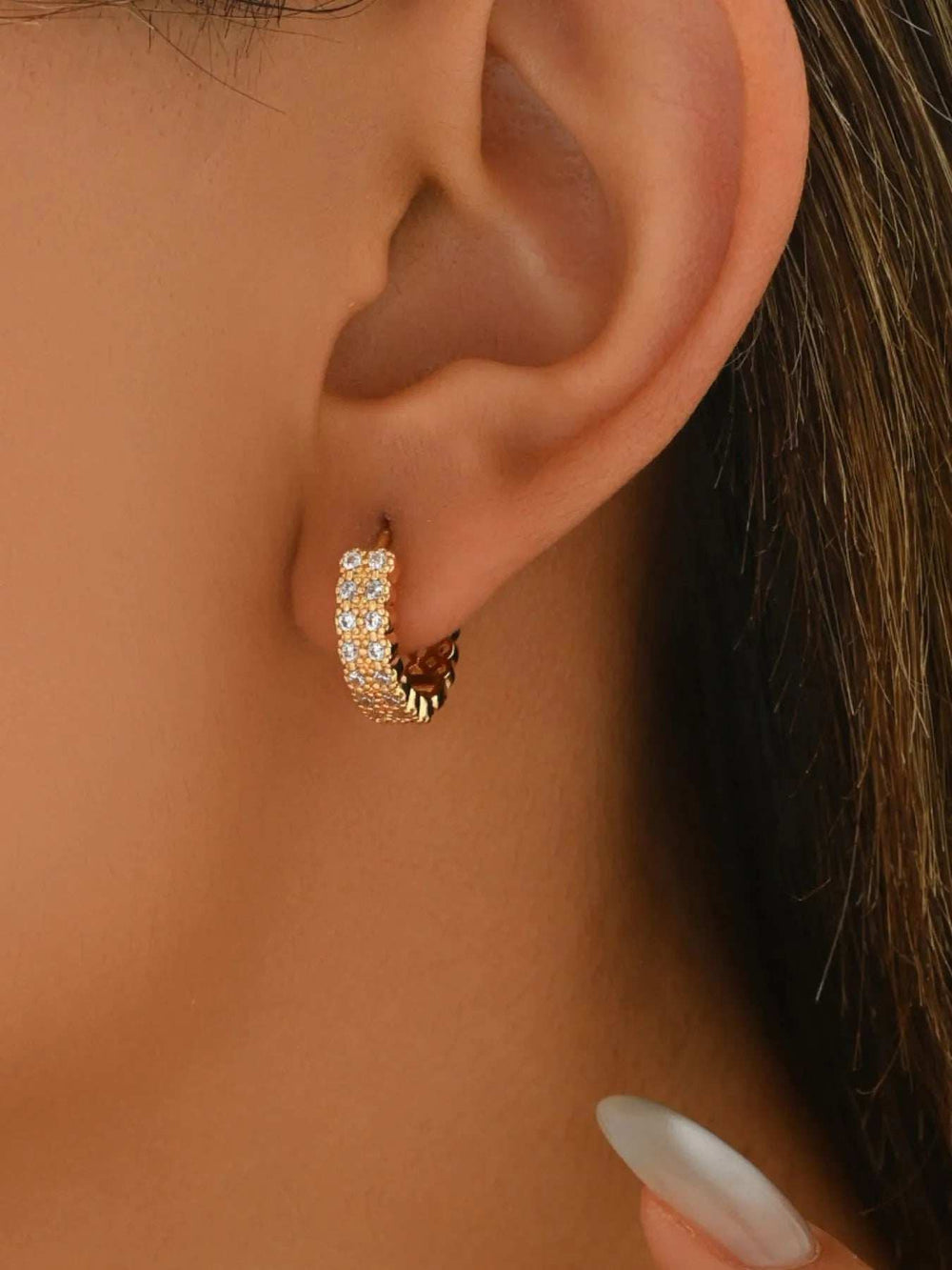 Inland Zircon Hoop Earrings - Trendsi - Flyclothing LLC
