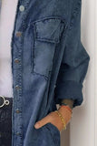 Full Size Pocketed Button Up Long Sleeve Denim Jacket - Trendsi - Flyclothing LLC