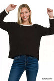 Zenana Contrast Trim Cropped Sweater - Trendsi - Flyclothing LLC