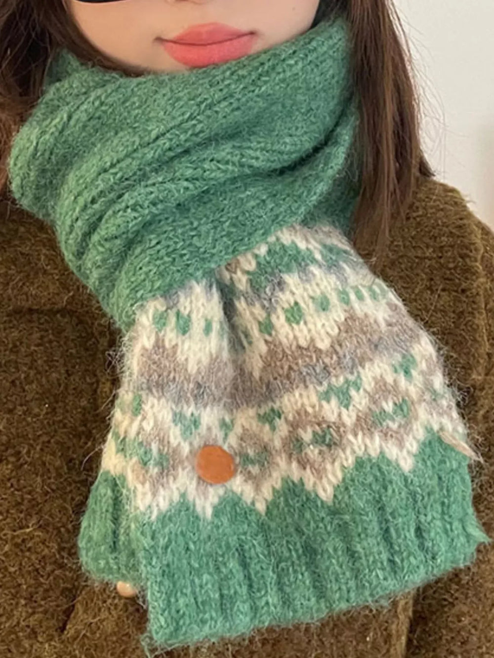 Nordic Pattern Knitted Winter Scarf - Trendsi - Flyclothing LLC