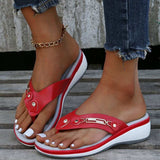 Toe Post Wedge Sandals - Trendsi - Flyclothing LLC