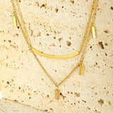 18K Gold-Plated Double Layered Necklace - Trendsi - Flyclothing LLC