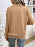 Half Zip Kangaroo Pocket Long Sleeve Sweatshirt - Trendsi - Flyclothing LLC