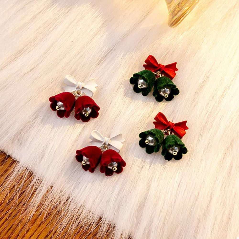 Velvet Bell Earrings with Bow - Trendsi - Flyclothing LLC