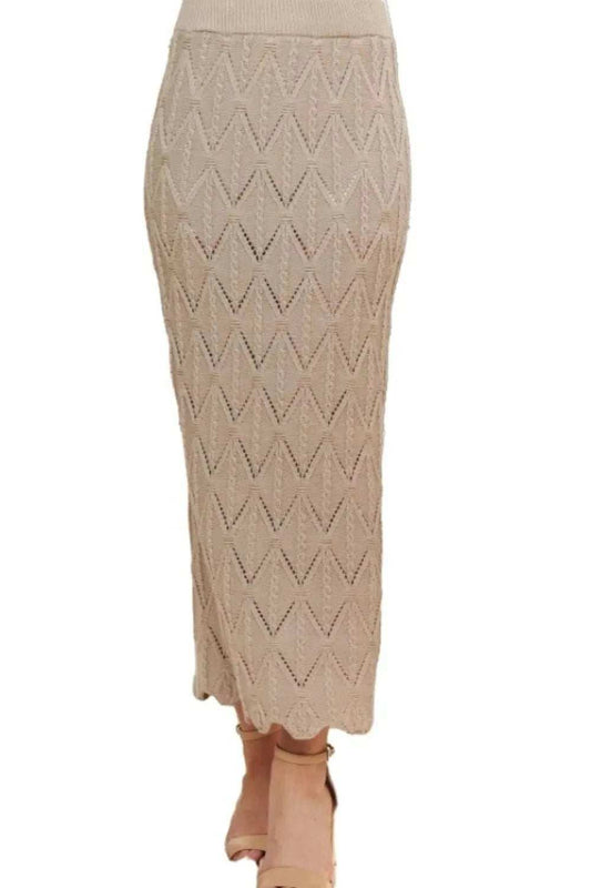 ADORA Scallop Trim Detail Knit Skirt - Trendsi - Flyclothing LLC