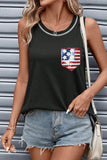 Sequin US Flag Round Neck Tank - Trendsi - Flyclothing LLC
