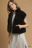 Umgee Sherpa-Lined Zip Vest with Drawstring Hem - Trendsi - Flyclothing LLC