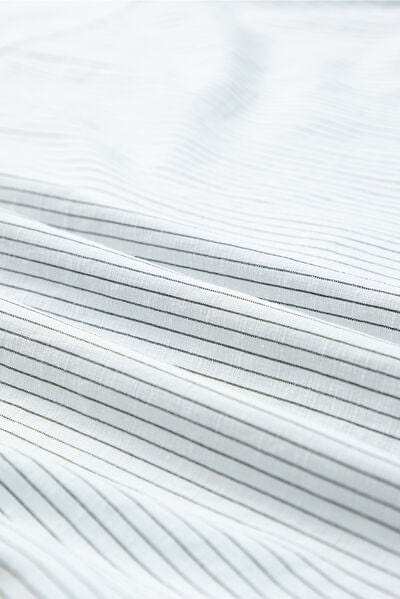 Striped Collared Neck Long Sleeve Shirt - Trendsi - Flyclothing LLC