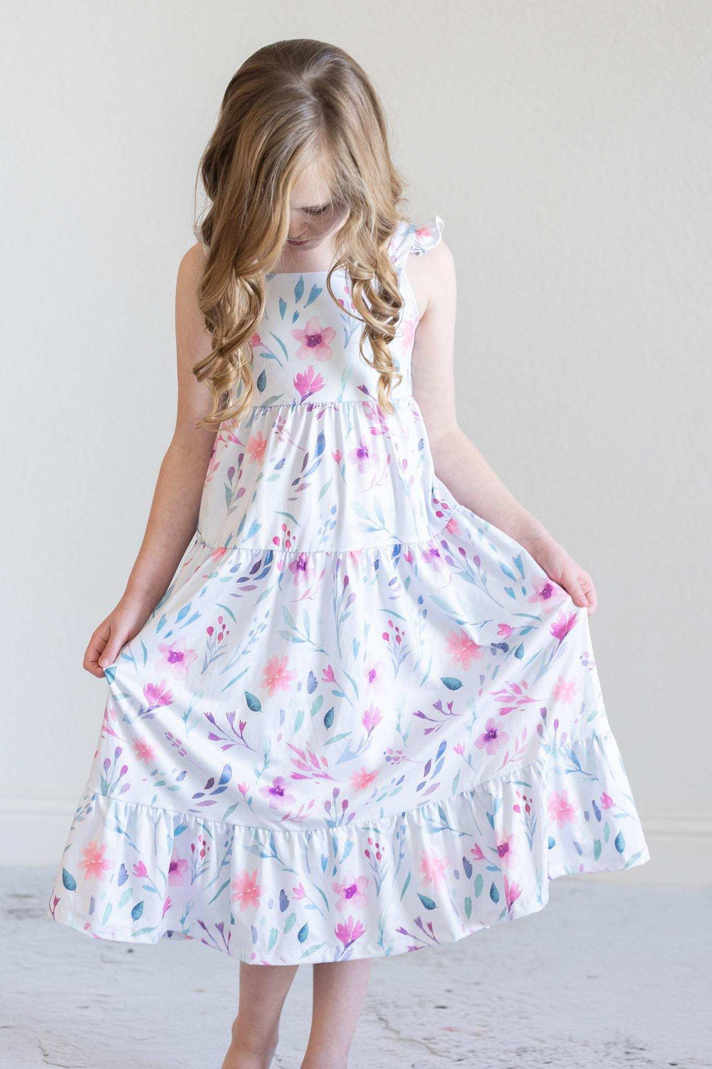 Pastel Wildflowers Ruffle Maxi Dress - Mila & Rose ® - Flyclothing LLC
