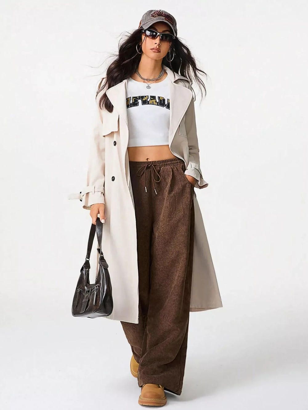 Casual Corduroy Wide Leg Pants - Trendsi - Flyclothing LLC