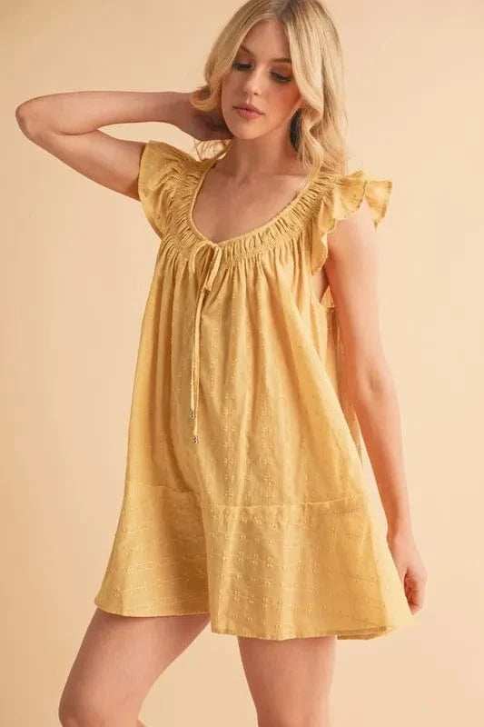 Aemi+Co Ruffled Cap Sleeve Cotton Tunic Mini Dress - Trendsi - Flyclothing LLC