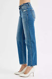 RISEN Tummy Control High Rise Ankle Slim Barrel Jeans - Trendsi - Flyclothing LLC